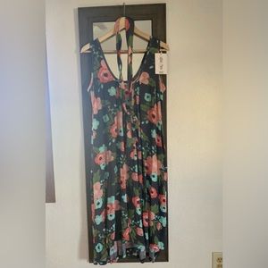 LM peach floral bouquet romper